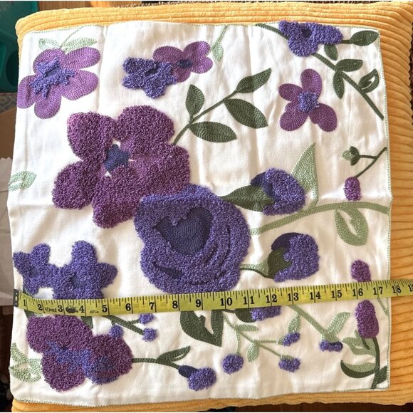 Grandma Purple Embroidered Flowers Throw Pillow Case - Picture 1 of 4